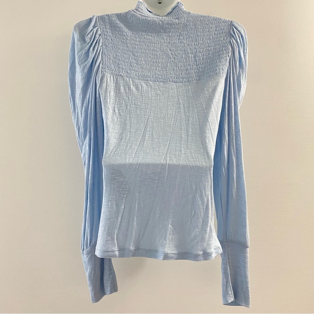 7 for all mankind blouse burnout smocked faux turtleneck - Picture 3 of 12
